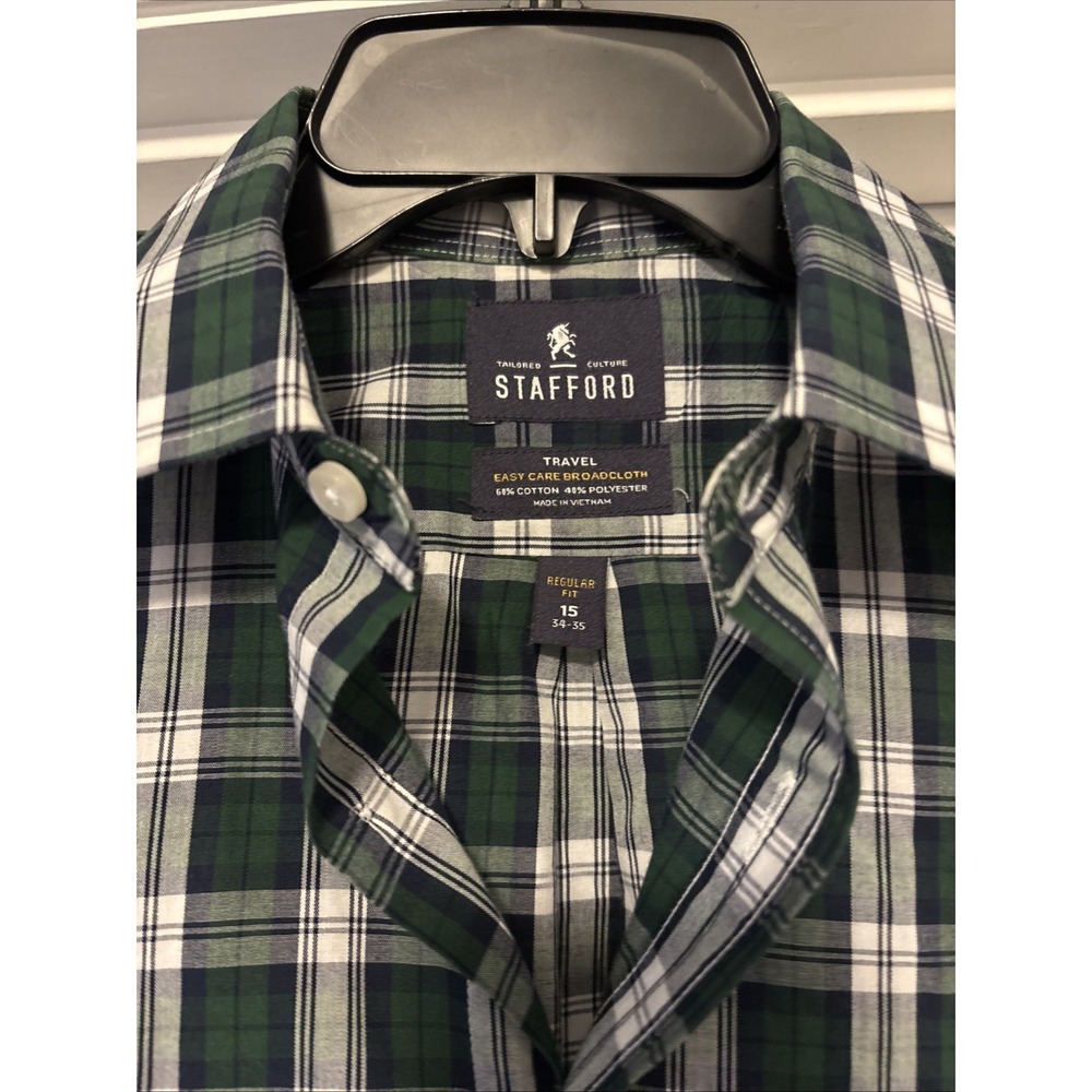 Stafford Travel Button‎ Up Shirt Mens 15 34/35 Long Sleeve Mixed Plaid Lot Of 4 - Picture 9 of 9